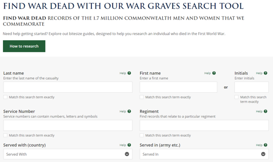 Find war dead page