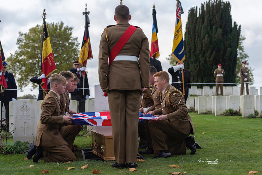 Lance Corporal Cook burial at New Irish Farm Cemetery