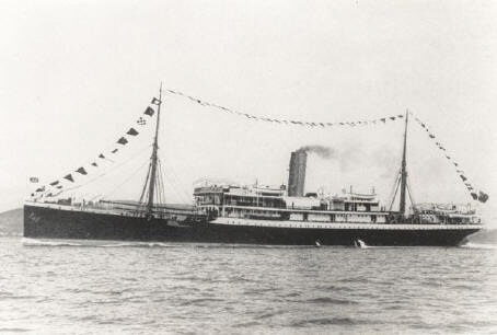 The SS Mendi afloat prior to its sinking in February 1917.