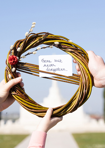 Biodegradable wreath in Cemetery