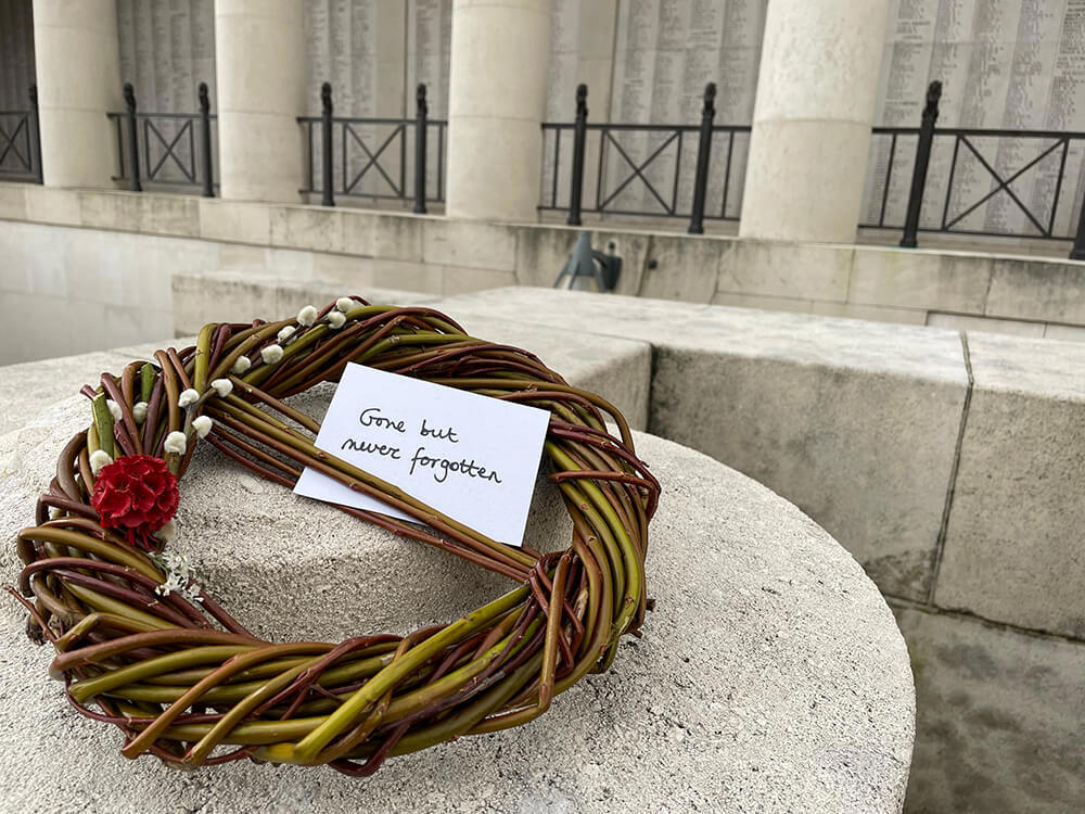 Biodegradable wreath at Ieper