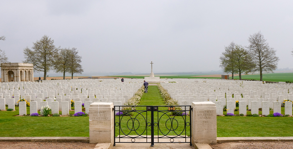 Gardeners working in a cemetery in France