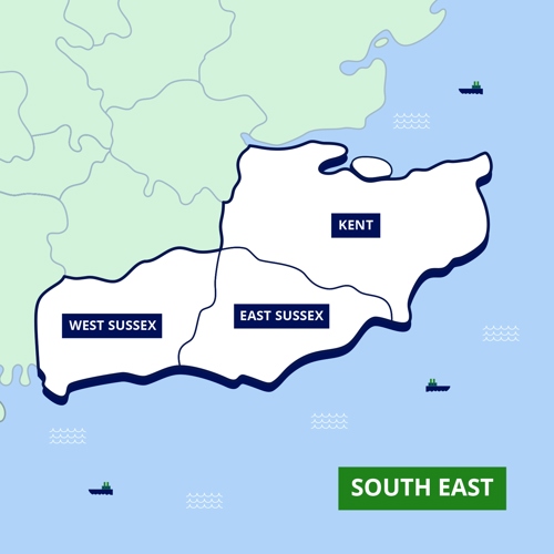 CWGC South East region map